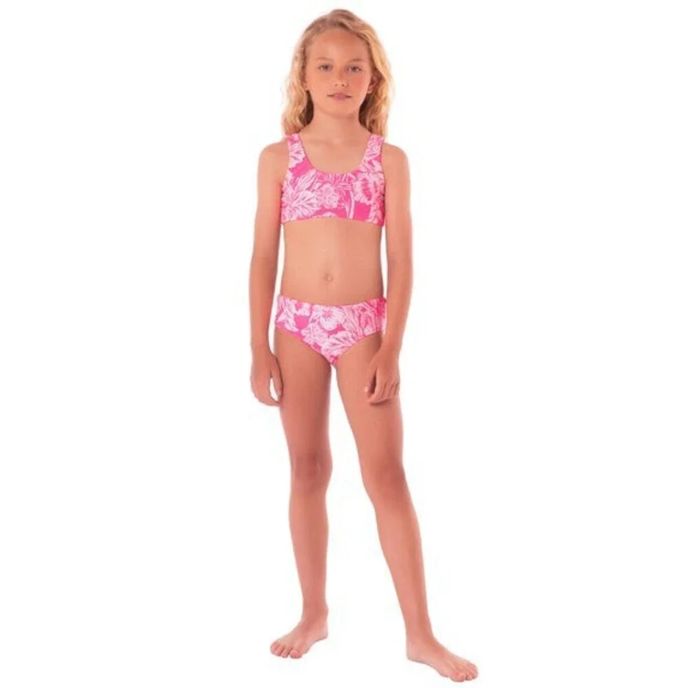 Maaji Hoya Bikini Set Kids 14 Pink Blossom Stretch Reversible Swimwear RED267